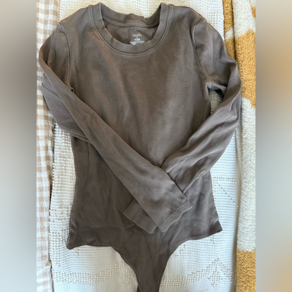Nuuds Brown Ribbed Long Sleeve Bodysuit